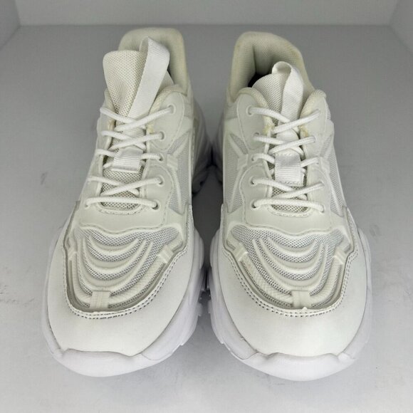 Womens Ivory Low Top Mesh Lace Up Athletic Sneakers Size 9 Running Shoes - Picture 3 of 10